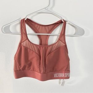 Victoria Sport Dark Blush Sports Bra w Middle Mesh Workout Athleisure Wear SM